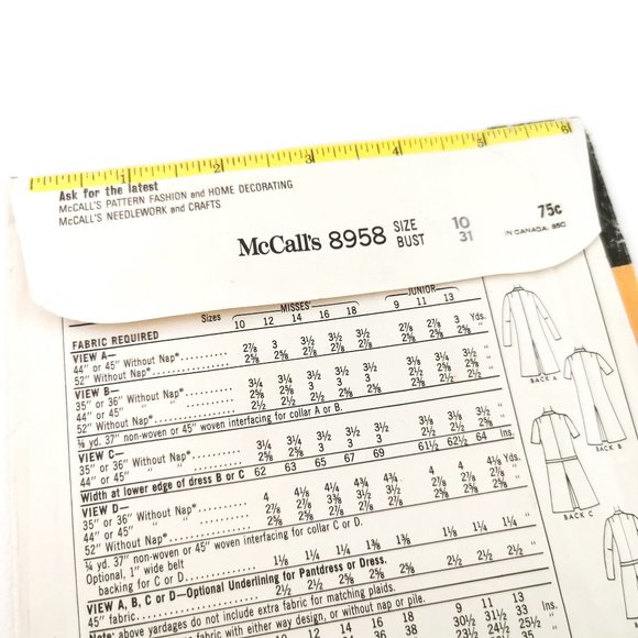 Late 60s Mod Scooter Dress or Pantdress McCalls Sewing Pattern 8958 Bust 31 - Picture 5 of 12